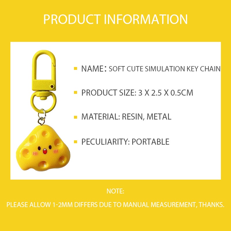 Dễ thương trứng luộc mặt dây chuyền phô mai móc khóa vui nhộn kawaii phim hoạt hình mô phỏng thực phẩm móc chìa khóa đồ chơi trẻ em quà tặng khuyến mãi mới