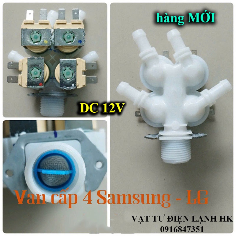 Van cấp nước bốn máy giặt LG samsung, van điện từ mg sámung valve DC 12V 4 cổng hàng Tốt