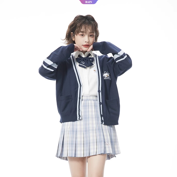 Áo Khoác cardigan Dệt Kim Dáng Rộng Cổ Chữ v Thêu Hoạt Hình my melody hello kitty cinnamoroll kuromi purin purin Dễ Phối Đồ Xuân Thu Cho Nữ