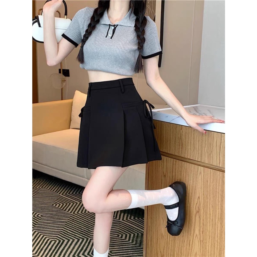 Thời Trang Bigsize Chân Váy Có Lót Trong Đính Nơ Vải Cotton Lạnh Cao Cấp 50 - 100Kg