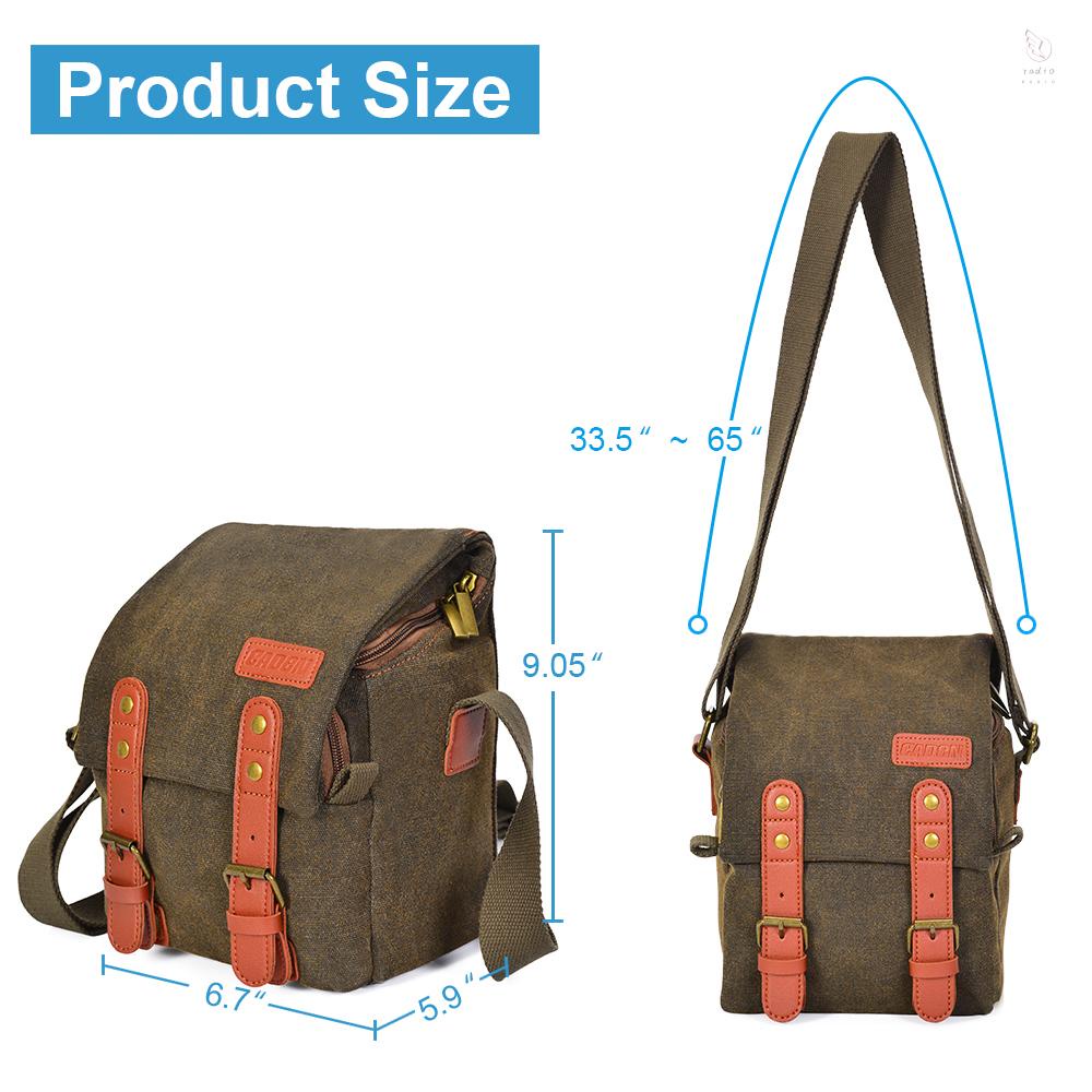 K&F CONCEPT CADeN Canvas Shoulder Camera Bag Messenger Bag for 1 Camera 1 Lens Compatible with  Canon  DSLR Mirrorless Camera and Lens
