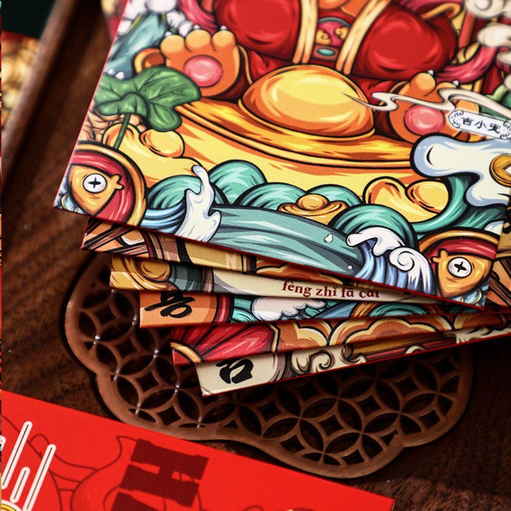Btlimer set 6 bao Lì Xì Màu Đỏ Nhiều Màu Sắc Dùng Trang Trí Tiệc Lễ Hội Mùa Xuân
