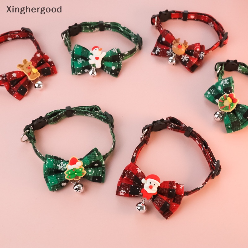 Vòng Cổ Hình Cây Thông / Tuần Lộc / Người Tuyết Có Chuông Trang Trí Giáng Sinh Cho Thú Cưng xinghergood xhg