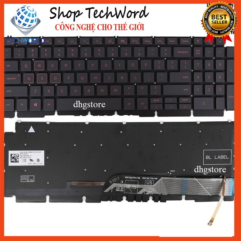 Bàn phím laptop Dell G15 Ryzen Edition Inspiron G15 5510 5511 5515 5520 Có Đèn