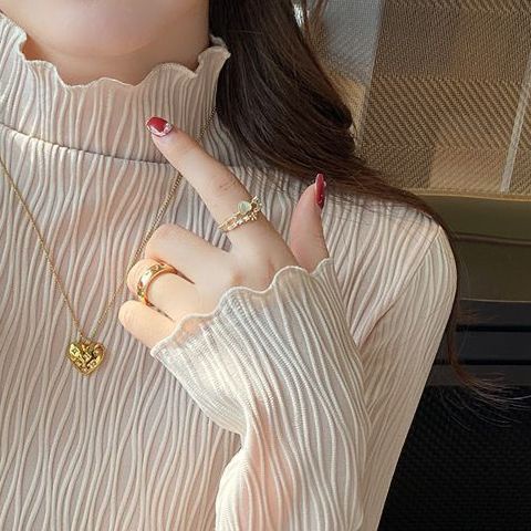 Áo Thun Tay Dài Cổ Cao Dáng Ôm Phong Cách Hàn Quốc htv0