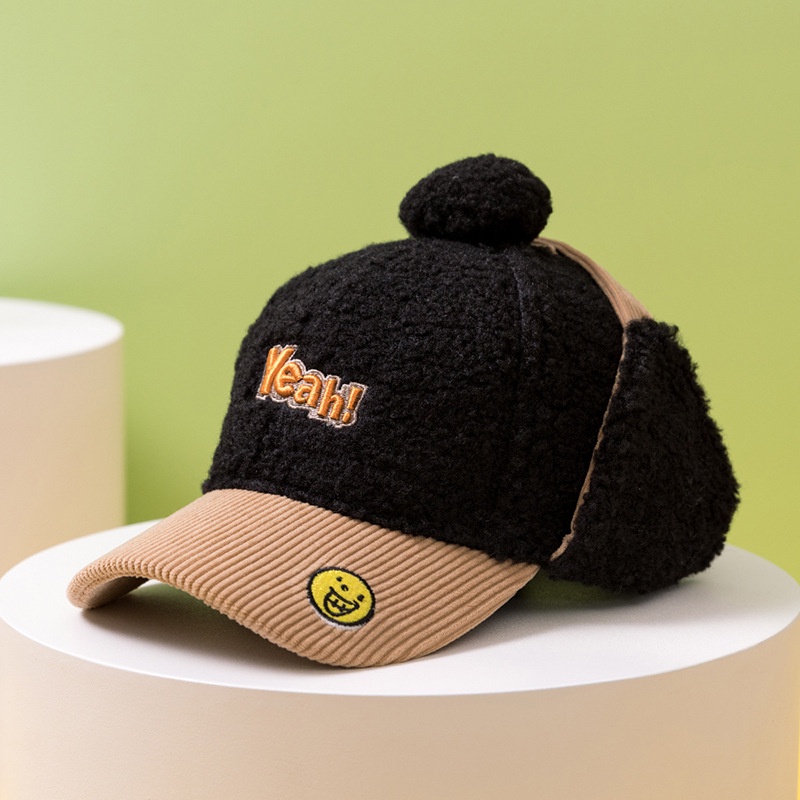 Mũ Lưỡi Trai Vải Nhung Lông Cừu Dày Dặn Giữ Ấm Tai Chống Gió Thời Trang Thu Đông Cho Bé