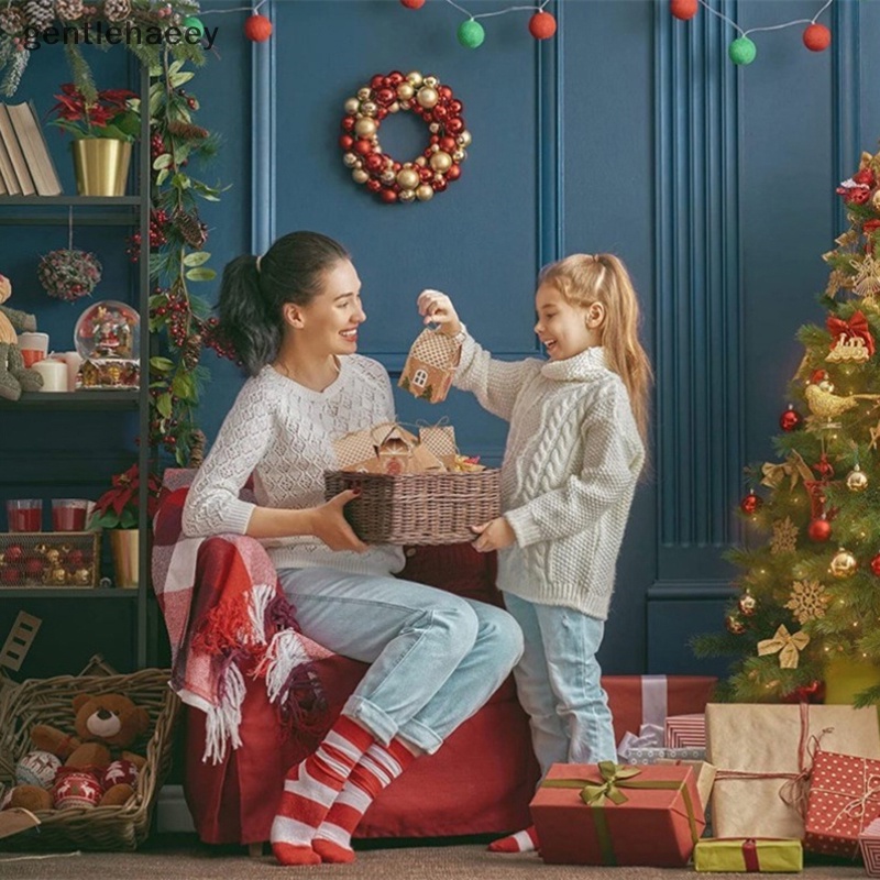 Gent Set 10 Hộp Giấy kraft Hình Ngôi Nhà Có Dây Treo Đựng Kẹo Trang Trí Cây Thông Noel