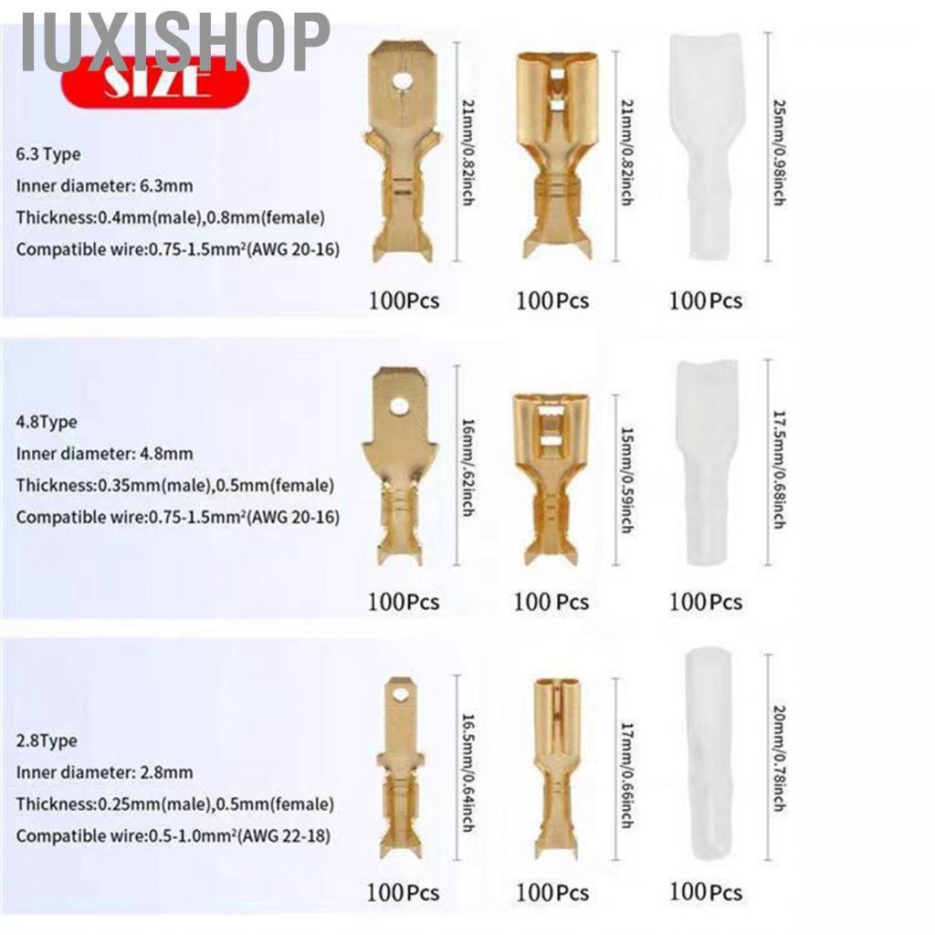 Iuxishop Yellow Crimp Terminal Block Set Transparent Protection Cover Male Female Docking Connector Kit 2.8 4.8 6.3