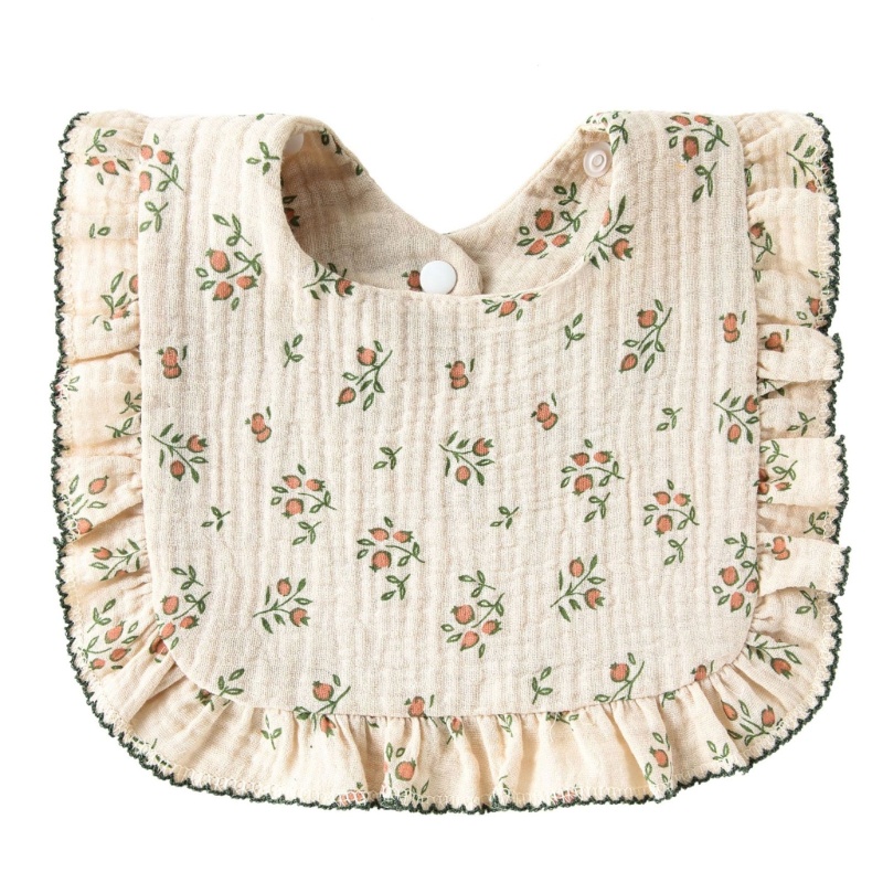 Haha Yếm Ăn cotton 4 Lớp Thoáng Khí Có Nút Điều Chỉnh Dành Cho Bé