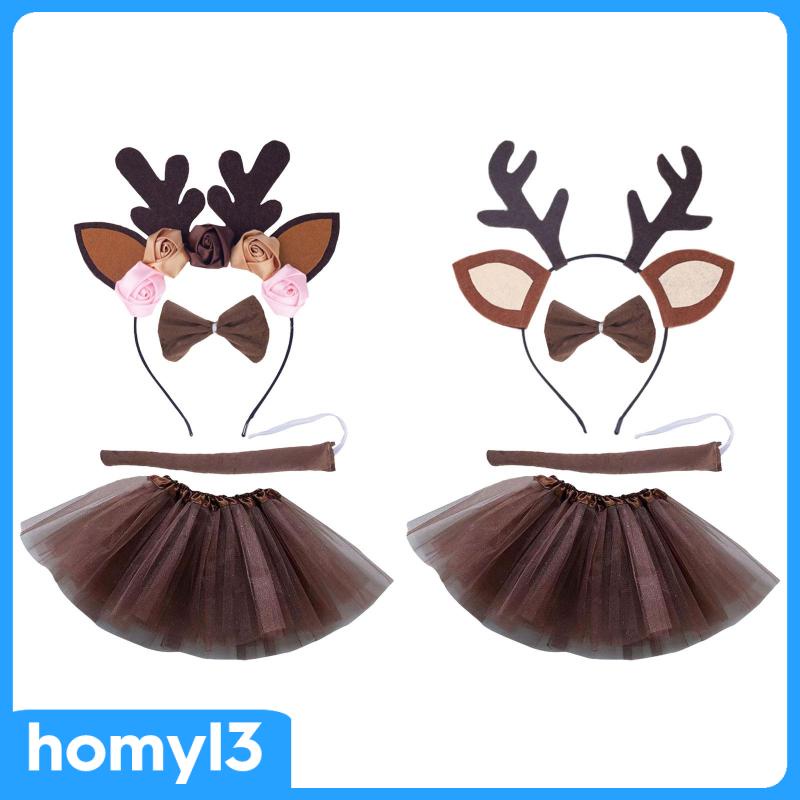 Set Băng Đô + Đầm Hóa Trang Tuần Lộc Xinh Xắn Cho Bé Gái