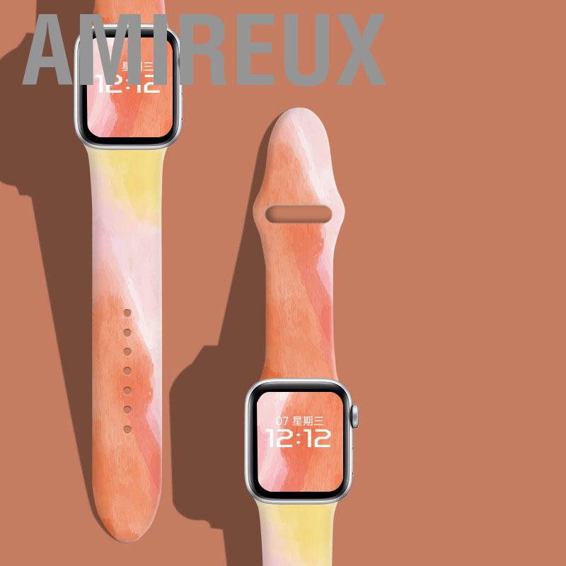 Amireux Floral Printed Smartwatch Band Replacement Soft Silicone Sport Watch Strap for Iwatch 7 Series