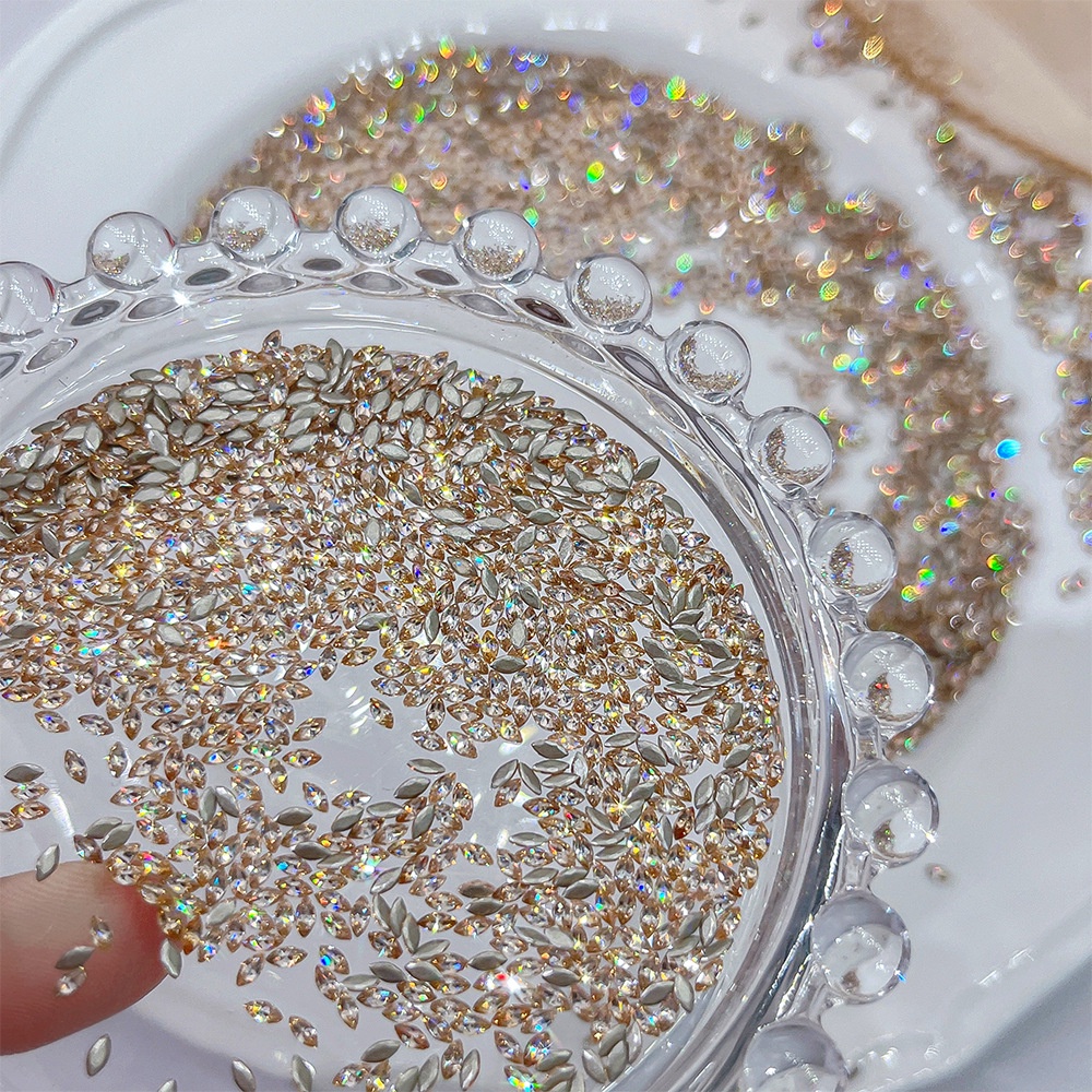 Phong Cách Mới Bông Tai Lúa Mì Đính Đá zircon Mắt Ngựa mini Siêu Chắc Chắn Sang Trọng