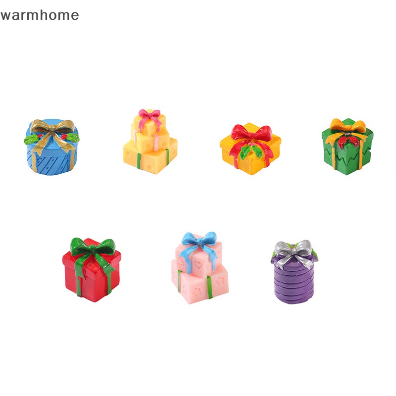 Warmhome Hộp Quà Giáng Sinh mini Bằng Nhựa resin Trang Trí Phong Cảnh diy Cho Sân Vườn Thu Nhỏ rft
