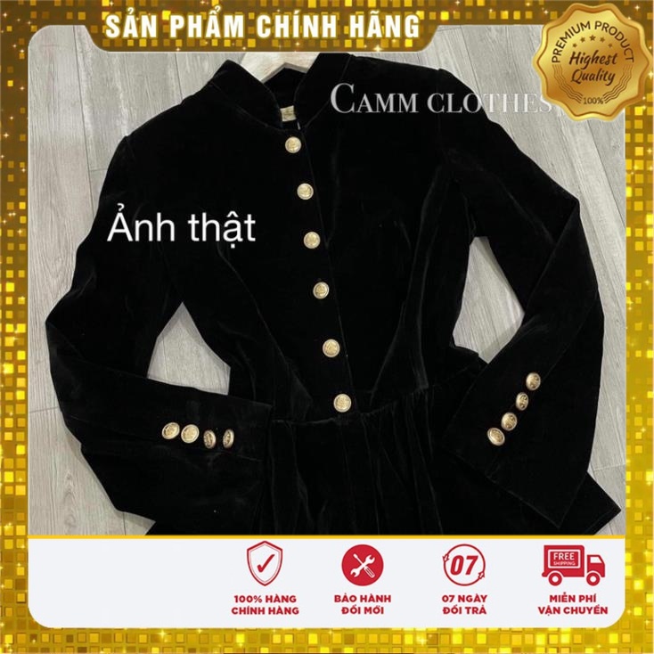 VS10 Vivi ShopÁo Nhung Đen Khuy Đồng Phong Cách Tiểu Thư Sang Chảnh Hàng 2 lớp Cực Dày Dặn Dáng Đẹp