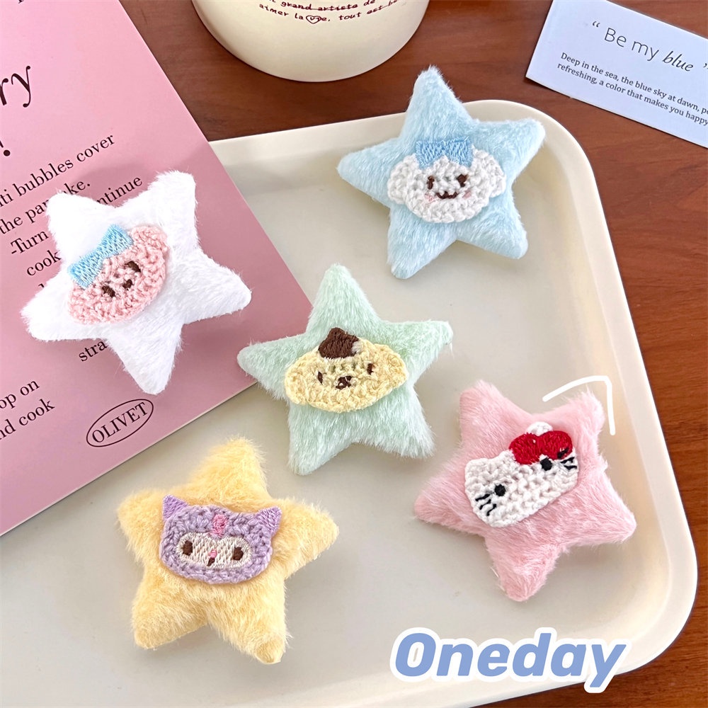 Kẹp Tóc Hình Ngôi Sao Năm Cánh Phủ Lông Nhiều Màu Sắc Thời Trang Cá Tính Cho Nữ sanrio kuromi melody