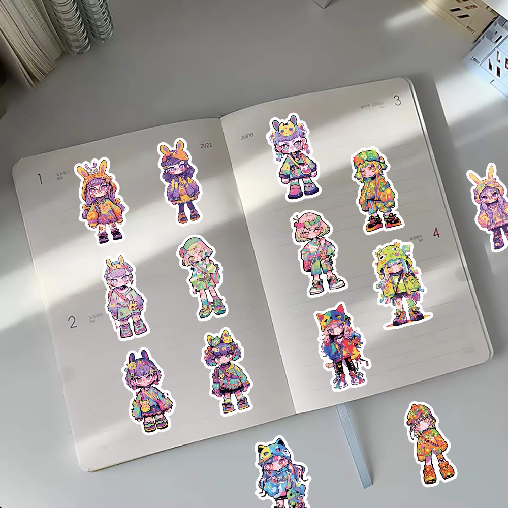 Bộ 60 Miếng Dán Trang Trí Mũ Bảo Hiểm / Bút Chì Họa Tiết graffiti Dễ Thương