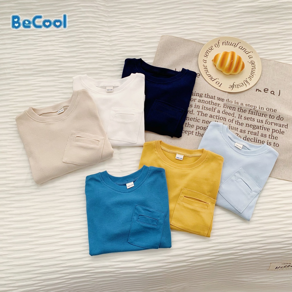 Áo Giữ Nhiệt Giả Túi Ngực Cho Bé Trai Bé Gái Chất Cotton Mềm Mịn BeCool, Áo Thun Dài Tay Cho Bé Từ 7-27kg