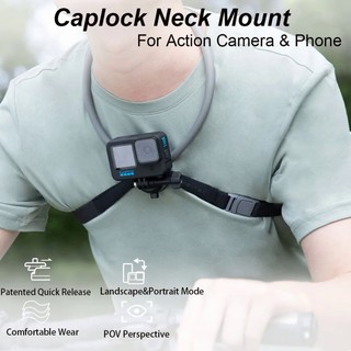 Pgytech caplock neck hold mount chest mount for gopro 12/11/10 insta360/dji osmo action silicone action camera/phone accessories