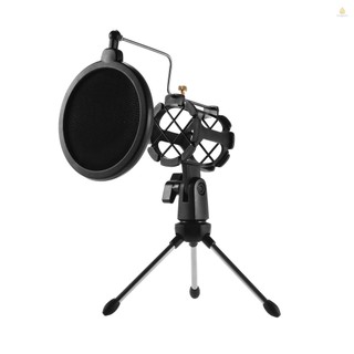 Giá đỡ micro để bàn mini + giá đỡ micrô chống sốc + bộ lọc pop cho studio thu âm trực tuyến