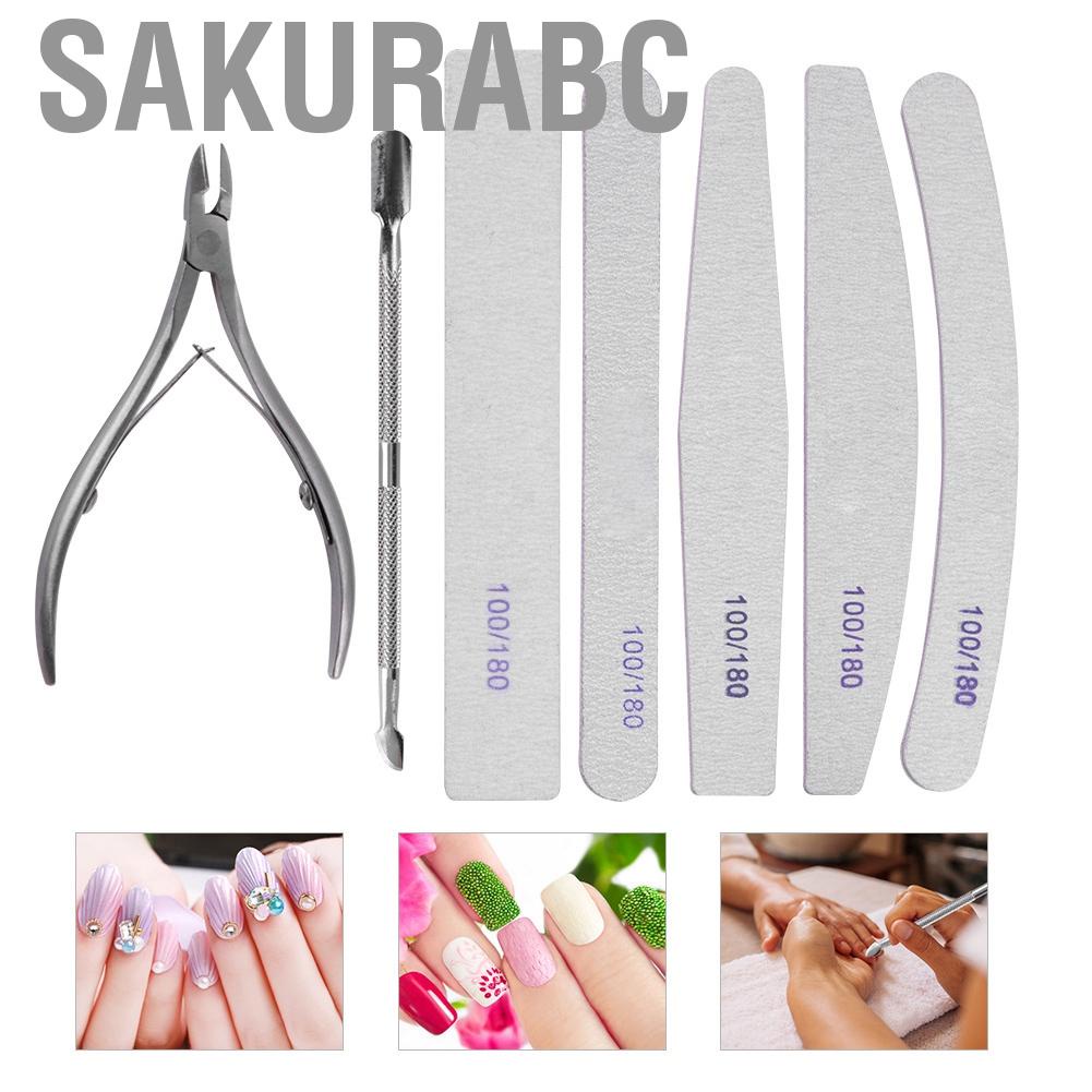 Sakurabc 8pcs Professional Nail Art Manicure Pedicure Tool Set Sanding