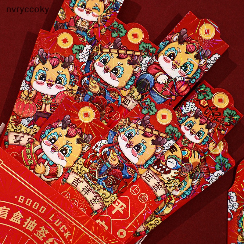 Set 12 Bao Lì Xì Năm Mới Hình Rồng Đỏ May Mắn