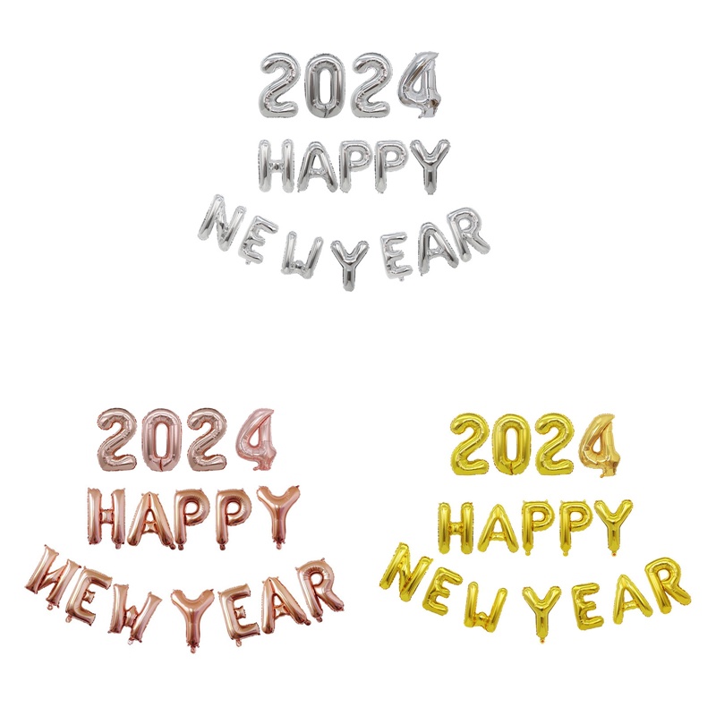 Bong Bóng Lá Nhôm Hình Chữ hello 2024 Dùng Trang Trí Tiệc Năm Mới 2024