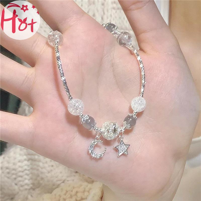 Vòng Đeo Tay Mặt Hình Trăng Sao Đính Đá opal Thời Trang Dành Cho Nữ