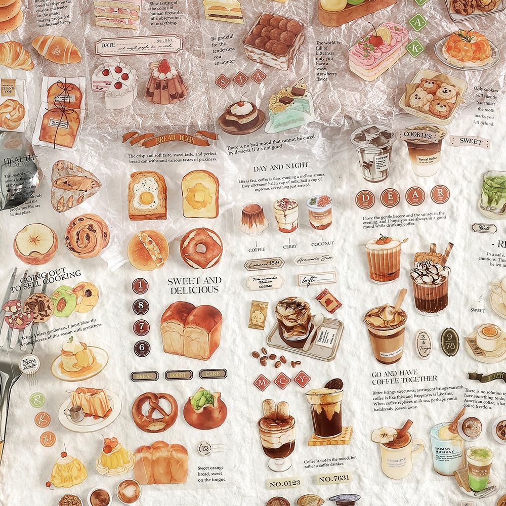 Enwei Bộ 3 sticker Giấy Dán Sổ Lưu Niệm Hình Bánh Mì Dễ Thương Không Thấm Nước