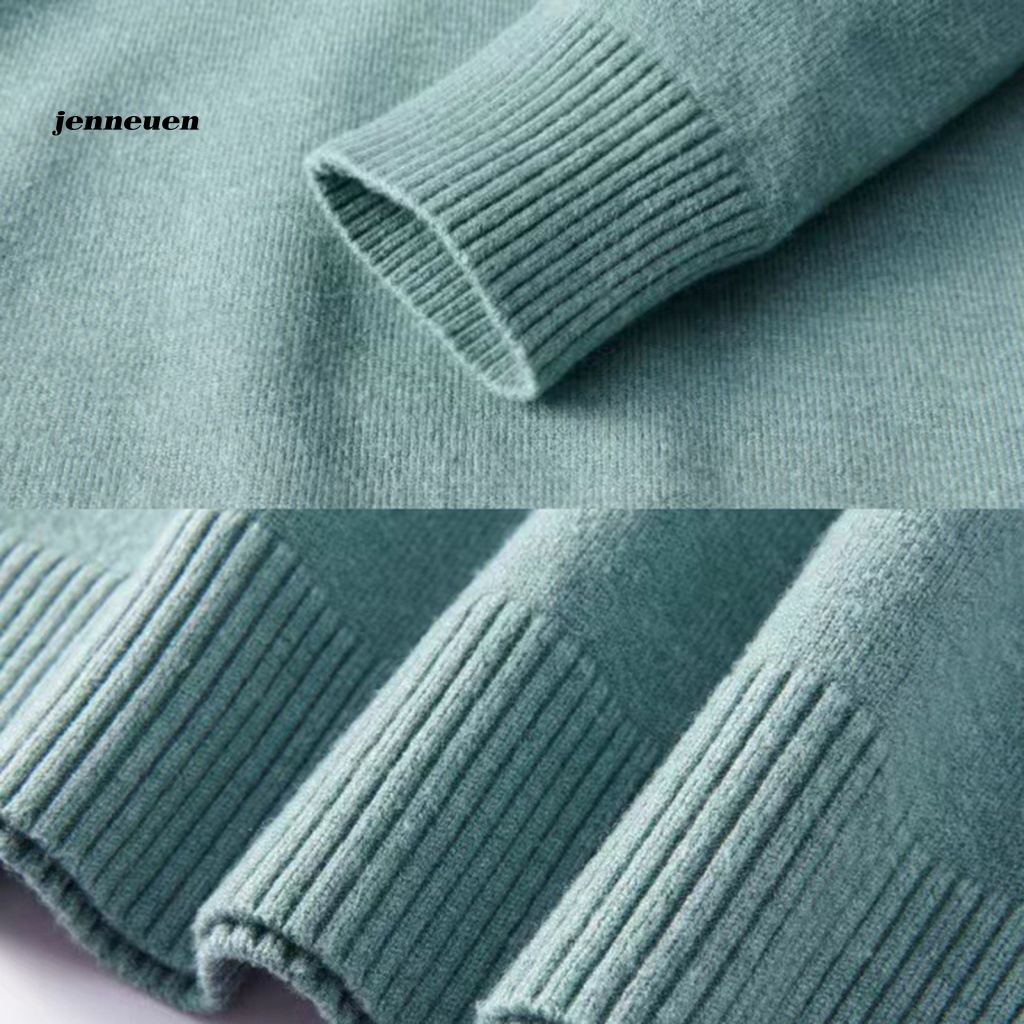 Áo sweater Dệt Kim Tay Dài Cổ Tròn Màu Trơn Thời Trang Mùa Đông Cho Nam