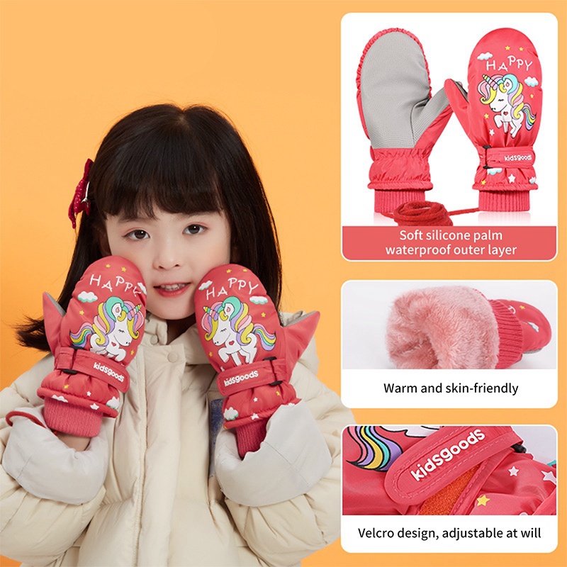 Ht Găng Tay Trượt Tuyết / Trượt Tuyết Giữ Ấm Chống Gió Mùa Đông Cho Trẻ Em