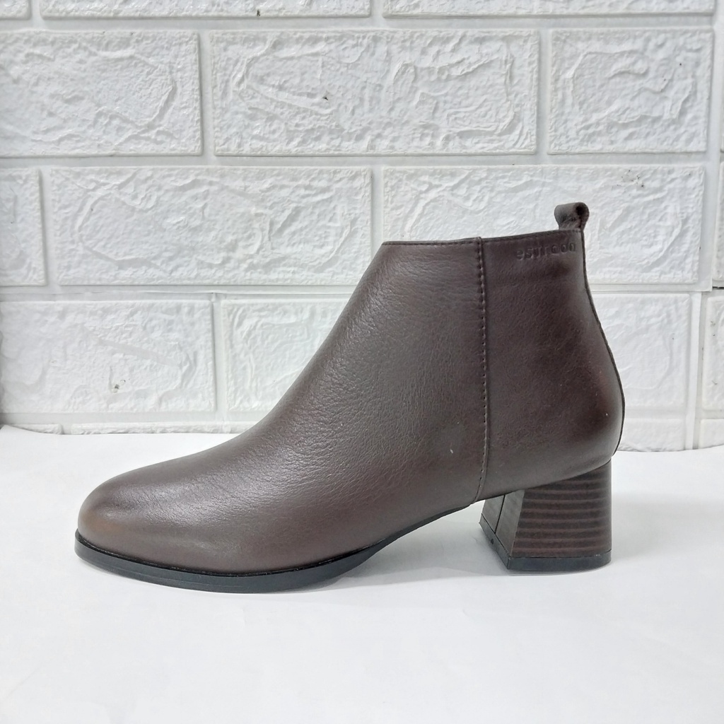Boot ESSTRADA da, mũi tròn, gót trụ 5cm
