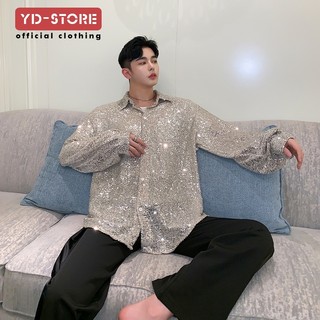 Áo sơ mi sequin phản quang đính kim sa lấp lánh chính hãng ngày tháng tư cho nam và nữ dj