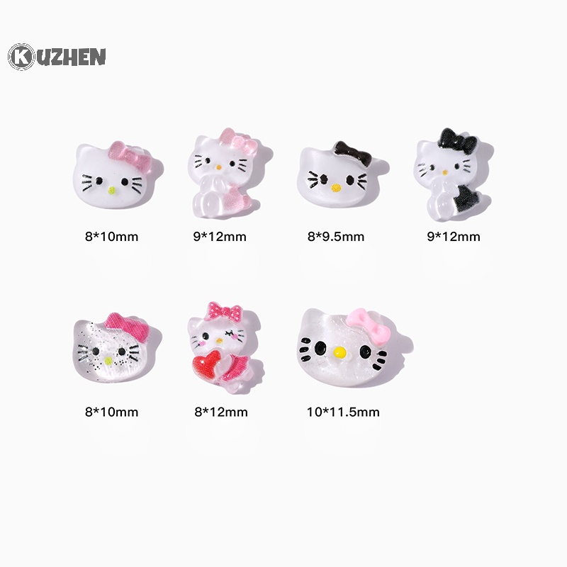 Set 10 Miếng Dán Trang Trí Móng Tay Hình Mèo hello kitty Xinh Xắn