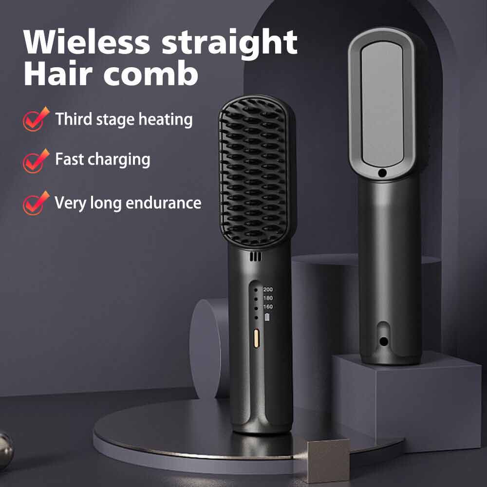 New Mini Portable Charging Straight Hair Comb New Mini Rechargeable Straight Hair Comb Portable, Fashionable, and High Quality Negative Ion Hair Care Soft and Smooth Hair Care