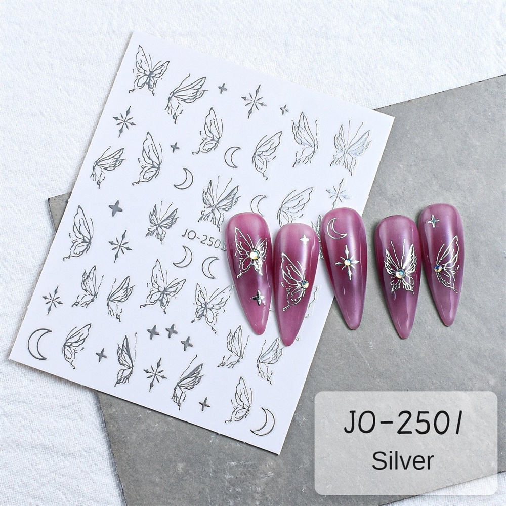 Nhãn dán nghệ thuật móng tay Phong cách ngàn năm Mát mẻ Bướm bạc Sao trăng Mặt trời Gương ma thuật Hình tròn Dán móng tay Internet Người nổi tiếng Phong cách nóng bỏng