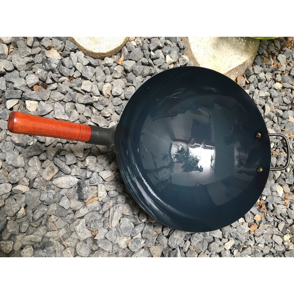 Chảo Thép Dập Máy Cán Gỗ Chiên Cơm,Xào Mì,Hủ Tiếu, Chảo thép carbon chống dính