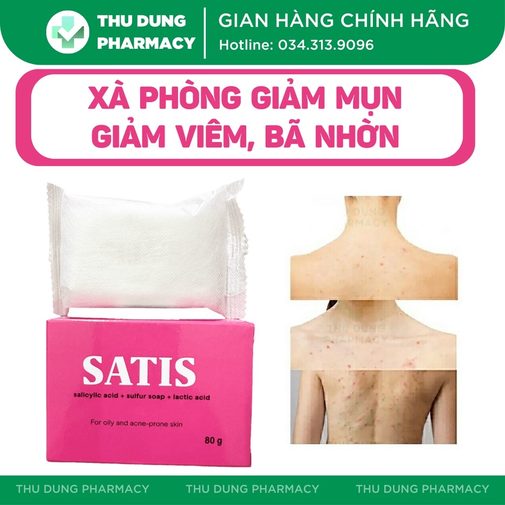 Xà Bông Tắm SATIS, Giảm Mụn Lưng, Viêm Nang Lông, Giảm Tiết Bã Nhờn, Bít Tắt Lỗ Chân Lông SATID - Nhà thuốc Thu Dung