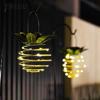 Năng lượng mặt trời sắt dứa đèn ngoài trời chống nước sân cảm biến đèn trang trí sân vườn treo đèn led dây đồng đèn