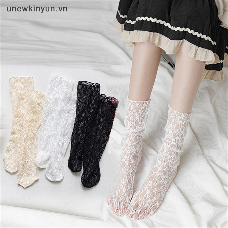 Vớ Lưới Ren Hoa Mỏng Cổ Cao Vừa Trong Suốt Phong Cách lolita Dễ Thương Cho Nữ vn