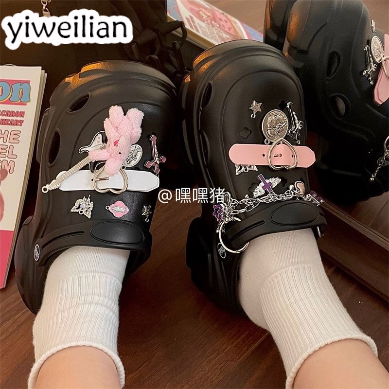 Dép cross YIWEILIAN YIWEILIAN  B28G16838Z230922 sandal đế cao thời trang đi biển cổ điển trẻ trung cho nữ