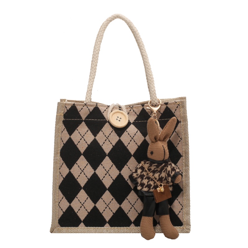 Elacent Túi Vải Lanh Đựng Hộp Cơm Trưa Phong Cách Nhật Bản Thời Trang Cho Nữ