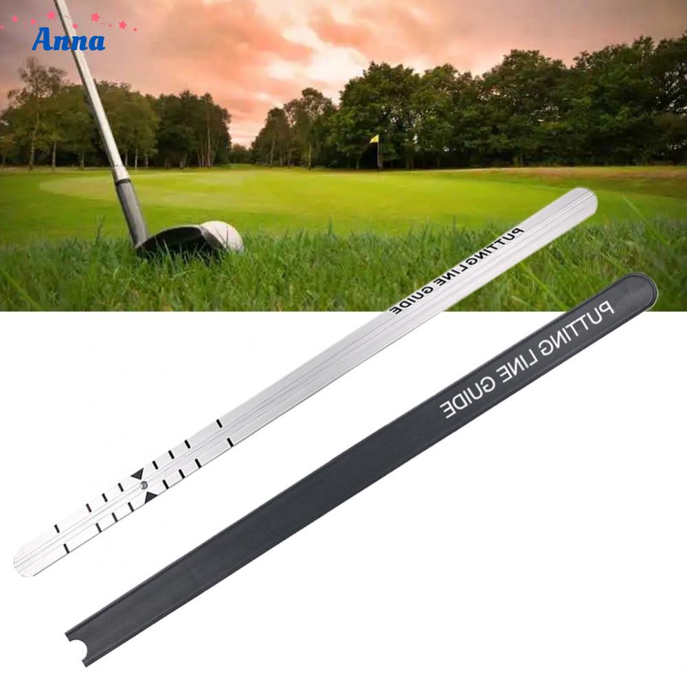 【Anna】Golf Putter Ruler Aid Putting Alignment Rail Black/Silver Golf Practice