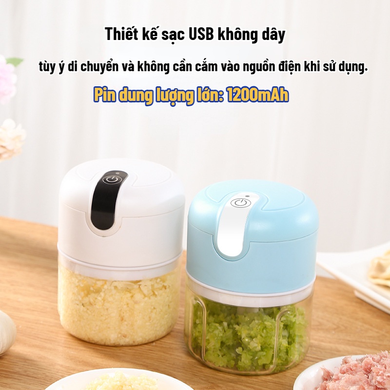Máy xay tỏi ớt đa năng LAMJAD Siêu thị dòng mini sạc điện 250ml công suất 300w