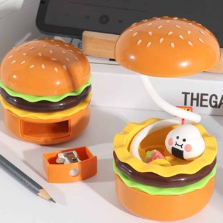 Hamburg Night Light with Pencil Sharpener Study Light Creative Mini Desk Lamp Sleeping Light USB Charging Bedroom Bedside Lamp Children's Gift