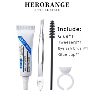 Herorange Bộ 4 Lông Mi Giả Keo/Nhíp & Lông Mi Bàn Chải/Bộ Cốc Keo Dán Lông Mi Giả Công Cụ Keo Dán Trong Suốt Công Cụ Hỗ Trợ Trang Điểm DIY
