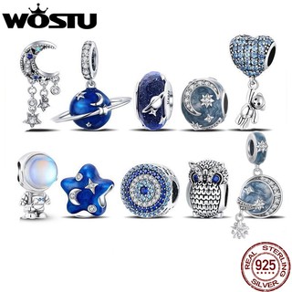 Hạt charm bạc 925 hình mặt trăng / phi hành gia / chim cú dùng làm vòng tay / vòng cổ diy