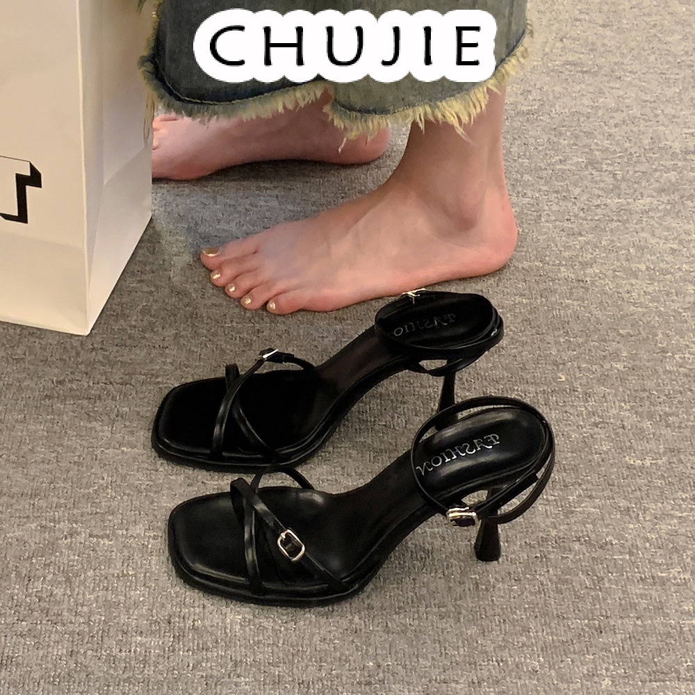 CHUJIE giày cao gót Sandal Cao Gót Hở Ngón Thiết Kế Mới Thời Trang Dành Cho Năm 2023 27Z23062706
