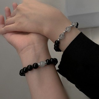 Vòng Tay Chuỗi Hạt Đá Obsidian Thời Trang Cho Cặp Đôi