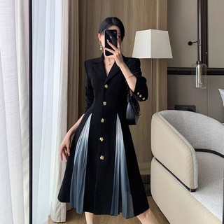 Đầm Nữ Màu Đen Nhấn Eo Tôn Dáng Phong Cách Retro Kiểu Pháp Cỡ Lớn Đến 100kg 