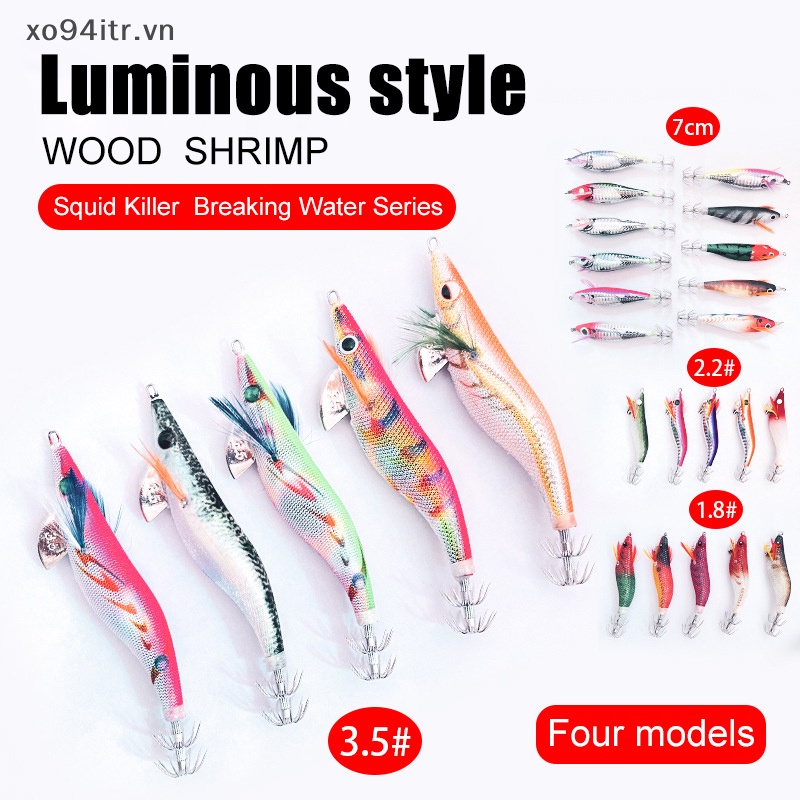 Mồi Câu Cá Giả Hình Con Mực Kèm Móc Hình Con Tôm Độc Đáo